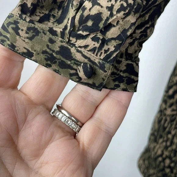 Rails Jasmine Olive Static Womens Printed Smocked Mini Dress Size M